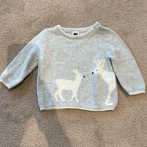 Janie and Jack gray and white reindeer sweater